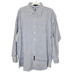 Tommy Hilfiger Shirt Size 17/34 Mens Vintage Blue White Striped‎ Button Down